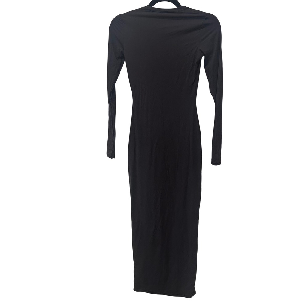 New S SKIMS Fits Everybody Crew Neck Long Sleeve‎ Maxi Dress Onyx Black Small - Picture 6 of 6